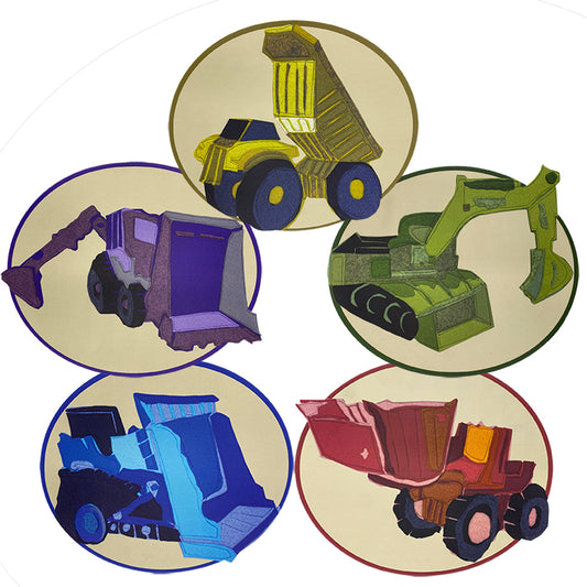 Wipeable Construction Vehicle Placemats - Set of Five