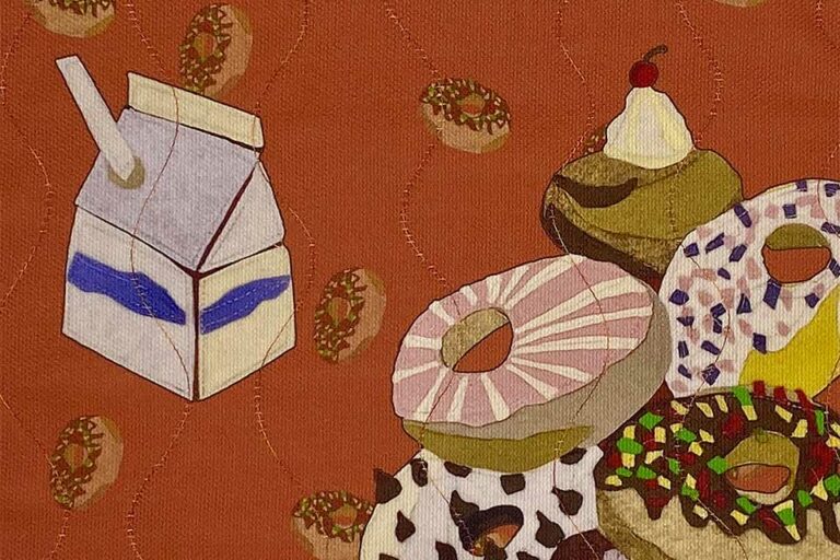 Donuts and milk breakfast placemat